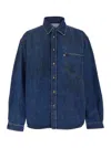 ERL BLUE SHIRT WITH POINTED COLLAR AND LOGO PATCH ON THE FRONT IN DENIM MAN
