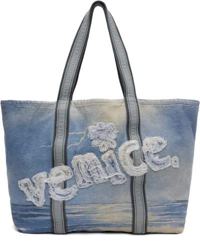 Erl Blue 'venice' Tote In 1 Storm Print