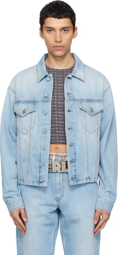 Erl Blue Woven Denim Jacket