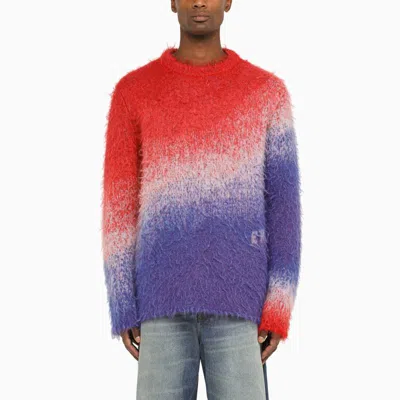ERL ERL BLUE/RED SHADED CREW-NECK JUMPER