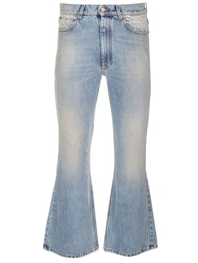 Erl Boot Cut Cropped Jeans In Light Blue