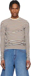 Erl Gender Inclusive Stripe Long Sleeve T-shirt In Brown