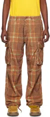 Erl Brown Check Trousers In 1 Grey Brown