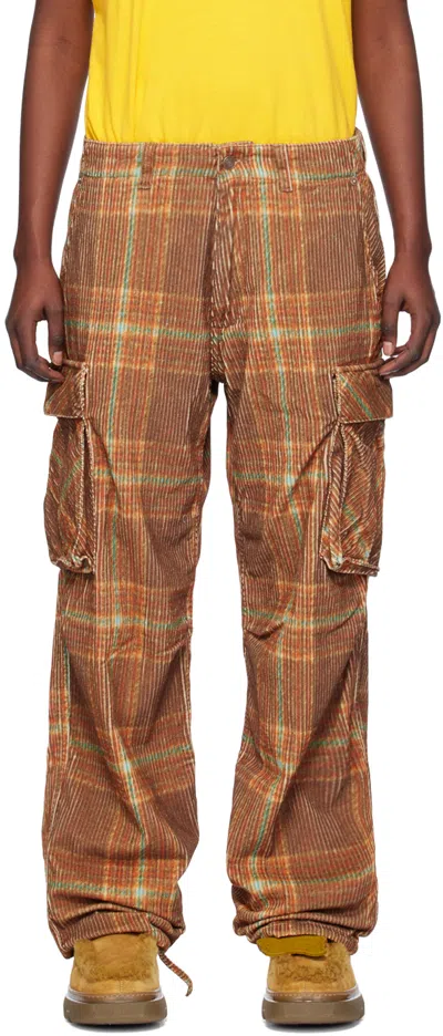 Erl Brown Check Trousers In 1 Grey Brown