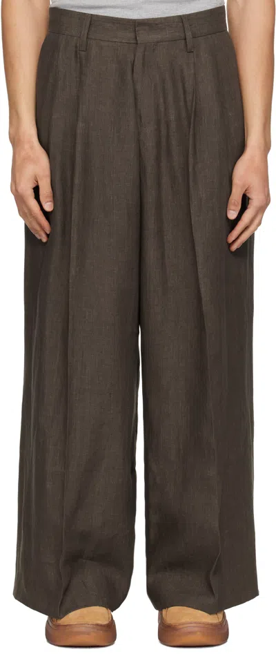 Erl Brown Pleated Suit Trousers
