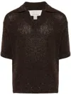 Erl Speckle-knit Polo Sweater In Brown