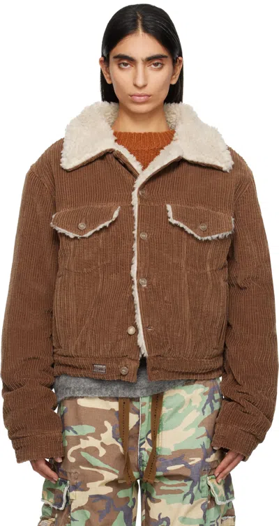 Erl Brown Sherpa Corduroy Trucker Jacket In 1 Brown