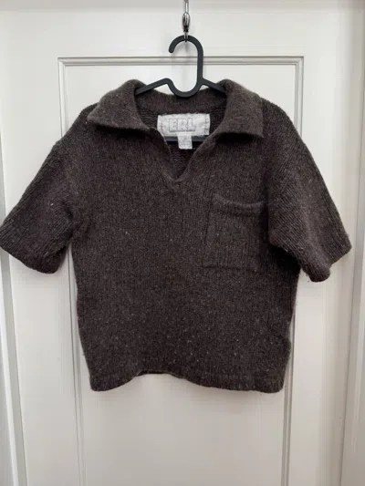 Pre-owned Erl Brown Wool Knit Polo Shirt