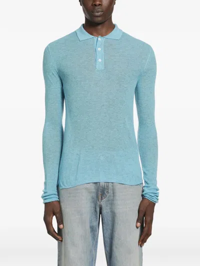 Erl Buttoned Polo Shirt In Blue