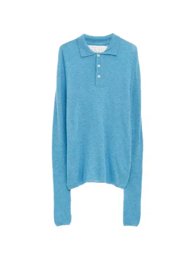 Erl Buttoned Polo Shirt In Blue
