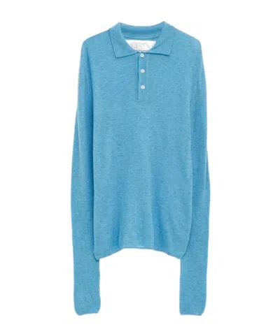 Erl Buttoned Polo Shirt In Blue