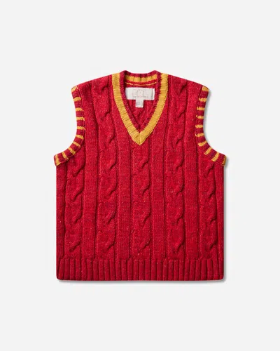 Erl Cable Knit Vest In Red
