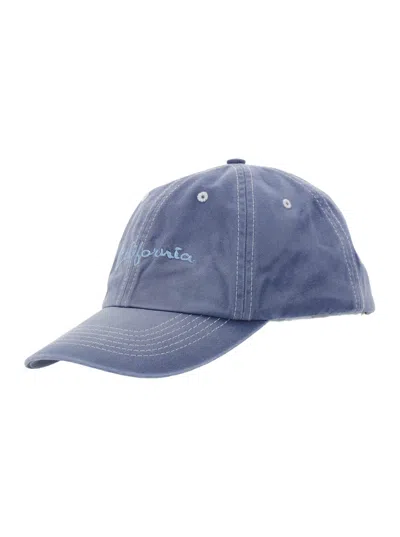 Erl California Blue Baseball Cap With Lettering On The Front In Cotton Man
