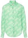Erl Green Printed Shirt In Green