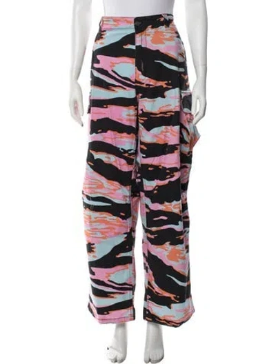 Pre-owned Erl Camouflage Print Wide Leg Pants In Black