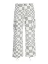 Erl Grey Cargo Jeans With Asymmetric Check Motif In Cotton Denim Man In Grey