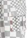 Erl Grey Cargo Jeans With Asymmetric Check Motif In Cotton Denim Man In Grey