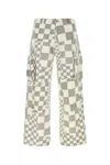 Erl Wide Leg Cargo Trousers With Checkered Pattern