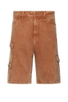 Erl Denim Cargo Shorts In Brown