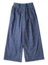 Erl Check Pleated Tailored Pants Navy In Blue