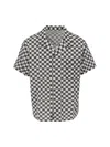 Erl Black And White Bowling Shirt With Check Motif In Black  