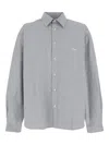 Erl Beige Shirt With Logo Embroidery On The Front And All-over Check Motif In Cotton Man In Gray