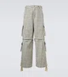 Erl Checked Cotton Cargo Pants In Blue
