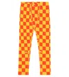 Erl Checked Cotton Leggings In Orange