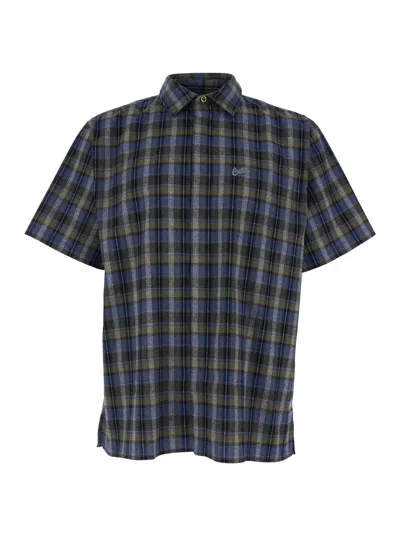 Erl Checked Cotton Shirt In Black