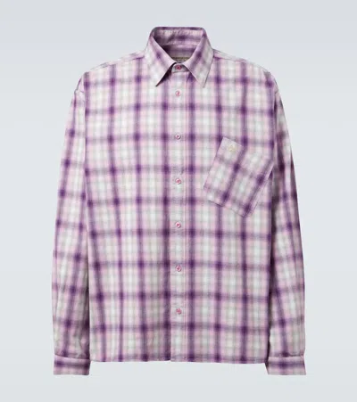 Erl Checked Cotton Shirt In Purple