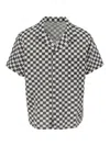 Erl Black And White Bowling Shirt With Check Motif In Black