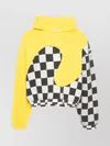 ERL CHECKERED CROP HOODIE DROPPED SHOULDERS