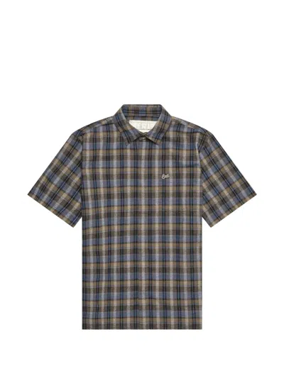 Erl Check-print Short-sleeve Shirt In Brown