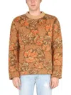 Erl Floral Jacquard Knit Sweater In Orange