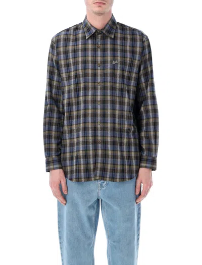 Erl Classic Plaid Button-up Shirt - Size L In Grey Check
