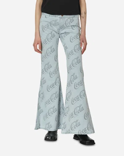 Erl Coca-cola Jacquard Denim Flare Pants In Grey