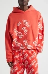 Erl Men Coca Cola Swirl Hoodie Knit In Red