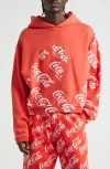 Erl Men Coca Cola Swirl Hoodie Knit In Red