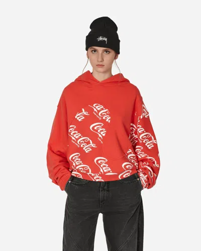 Erl Coca-cola Swirl Hooded Sweatshirt In Red