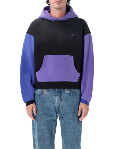 Erl Colorblock Fleece Hoodie In Purple