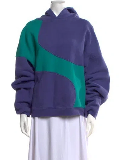Pre-owned Erl Colorblock Pattern Crew Neck Hoodie In Multi