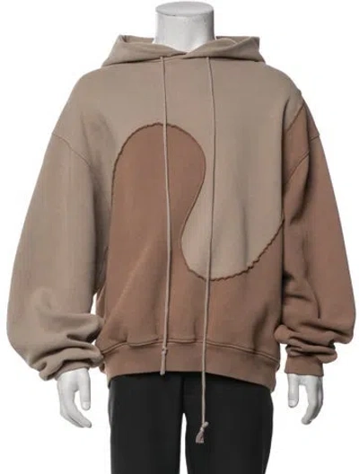 Pre-owned Erl Colorblock Pattern Crew Neck Hoodie In Neutrals