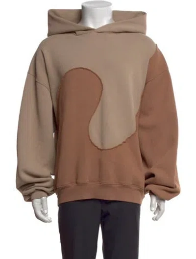 Pre-owned Erl Colorblock Pattern Crew Neck Hoodie In Neutrals