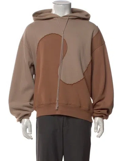 Pre-owned Erl Colorblock Pattern Crew Neck Hoodie In Neutrals