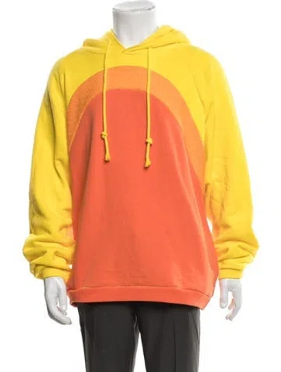 Pre-owned Erl Colorblock Pattern Crew Neck Hoodie In Orange