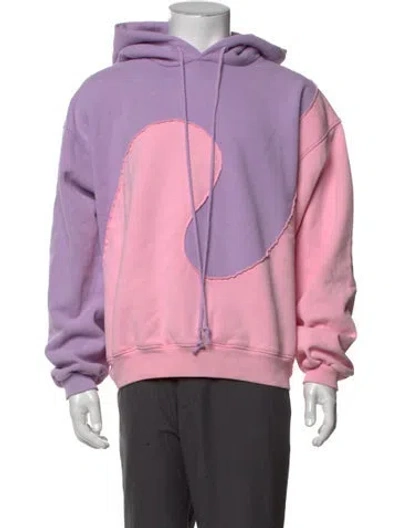 Pre-owned Erl Colorblock Pattern Crew Neck Hoodie In Pink/purple