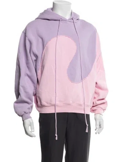Pre-owned Erl Colorblock Pattern Crew Neck Hoodie In Purple