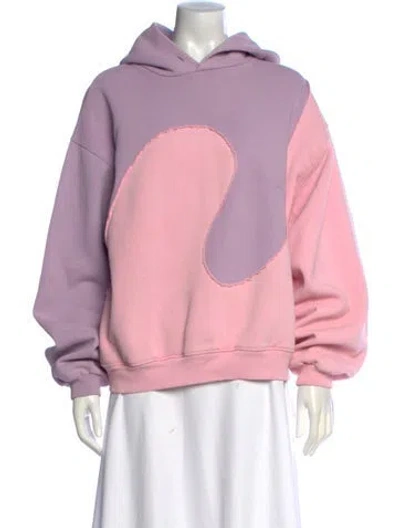 Pre-owned Erl Colorblock Pattern Crew Neck Hoodie In Purple