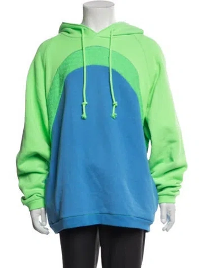 Pre-owned Erl Colorblock Pattern Crew Neck Hoodie W/ Tags In Blue