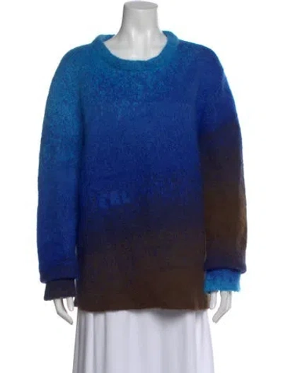 Pre-owned Erl Colorblock Pattern Crew Neck Sweater In Blue